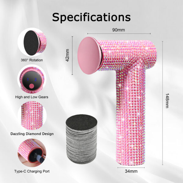 粗钻粉色尺寸 FG10D Foot Callus Remover-Pink Diamond