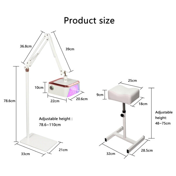 尺寸-白色 Rechargeable UV LED Nail Lamp Rack-type and Stool
