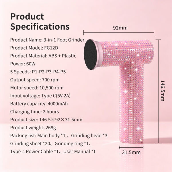 主图6 FG12D Foot Callus Remover-Pink Diamond